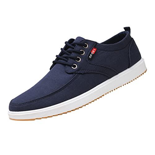 Zapatillas de lona para hombre, informales, cómodas, sin cordones, para caminar, ligeras, cómodas, deportivas, clásicas, con cordones, a la moda, Blue, 38 2/3 EU
