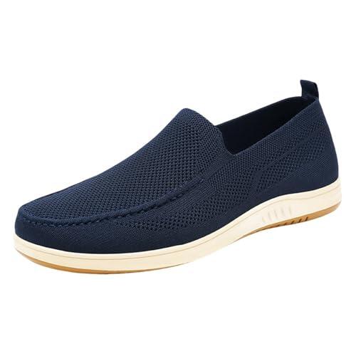 Mocasines casuales para hombre, zapatos ortopédicos de malla, transpirables, ligeros, informales, cómodos, para caminar, zapatos de punto sin cordones, tenis ortopédicos, Blue, 38 2/3 EU