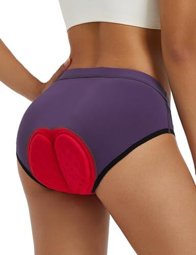 baleaf Ropa interior acolchada 4D para mujer, pantalones cortos de ciclismo, ciclismo MTB, ropa acolchada, Morado (, S
