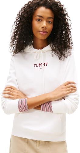 Tommy Jeans Sudadera con Capucha TJW REG ESS Logo 2 EXT DW0DW21921 para Mujer, Color Blanco (Crudo), Talla S, Blanco (Ecru), S