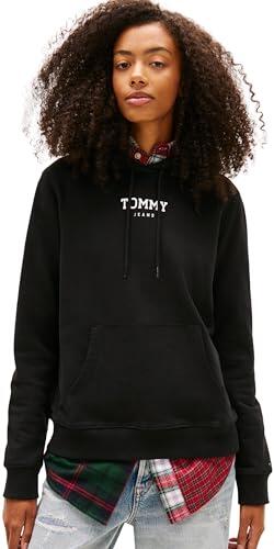 Tommy Jeans Sudadera con Capucha TJW REG ESS Logo 2 EXT DW0DW21921 para Mujer, Color Negro (Negro), Talla XL, Negro (Negro), XL