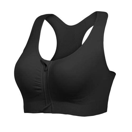 Lemef Sujetadores Deportivos con Cremallera Frontal de Alto Impacto, Sujetadores de compresión postoperatorios para Mujer, Sujetadores inalámbricos con Tirantes Cruzados para Yoga después de la