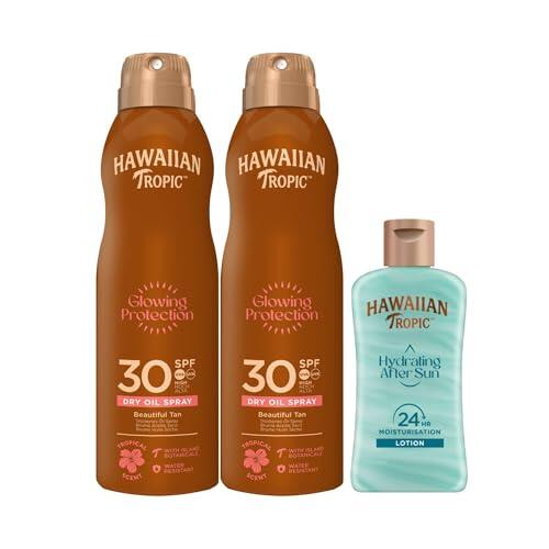 Hawaiian Tropic Pack 2 Brumas de Aceite Glowing Protection SPF 30-177 ml + Loción After Sun Hydrating Protection Formato Viaje 60 ml
