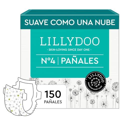 Pañales LILLYDOO, talla 4 (9+ kg), 150 uds., con protección contra fugas | Pañales delicados con la piel: extra suaves, sin perfumes ni lociones y testados dermatológicamente