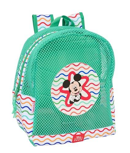 Safta MICKEY MOUSE - Mochila Infantil de Playa, Anti Arena, con Asas, Fácil Limpieza, Ideal para Niños de Diferentes Edades, Cómoda y Versátil, 32x12x38 cm