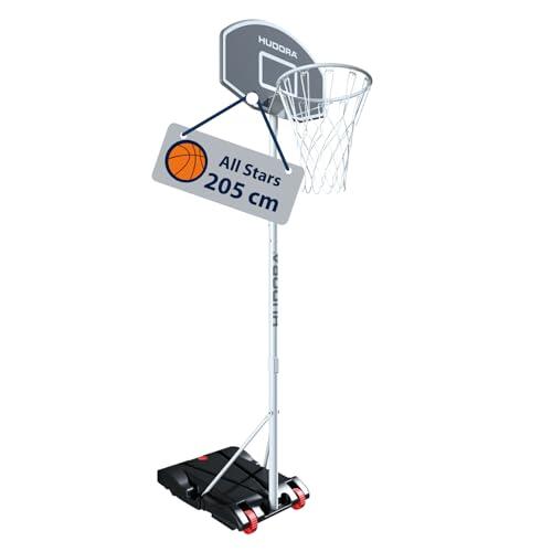 HUDORA Soporte de Baloncesto All Stars 205 - Canasta de Baloncesto Ajustable en Altura con Soporte para niños y Adolescentes - Canasta de Baloncesto Exterior móvil para jardín - Gris frío