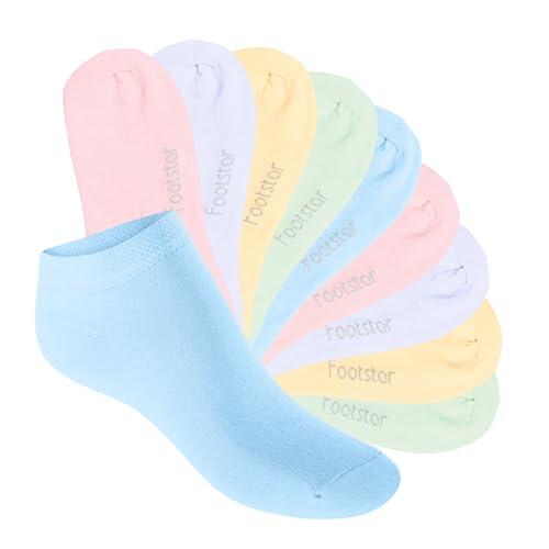 Footstar EVERYDAY! 10 pares de calcetines sneaker para niñas y niños Calcetines cortos, Pastel, 27-30