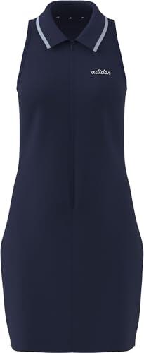 adidas Donna Seasonal Essentials Colorpop Dress with Embroidered Graphic, Dark Blue/White, XXS