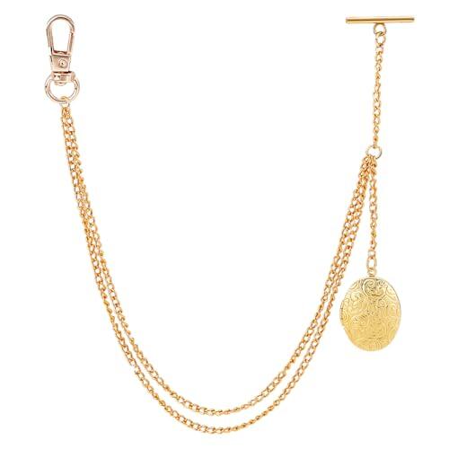 PH PandaHall Cadena para Reloj de Bolsillo de 24 cm, Oro, Estilo T Bar, Cadena para Vestir, Estilo Vintage, Cadena para Chaleco, Cadenas de Metal para Portafolio, Reloj de Bolsillo, Colgante: 3.5 cm