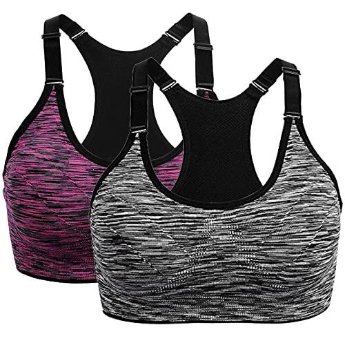 Sujetador Sin Aros Push Up - Sujetadores deportivos para mujer de impacto para yoga correr sin costuras para gimnasio camiseta sin mangas chaleco de fitness paquete de 2 Ropa Interior Maternal