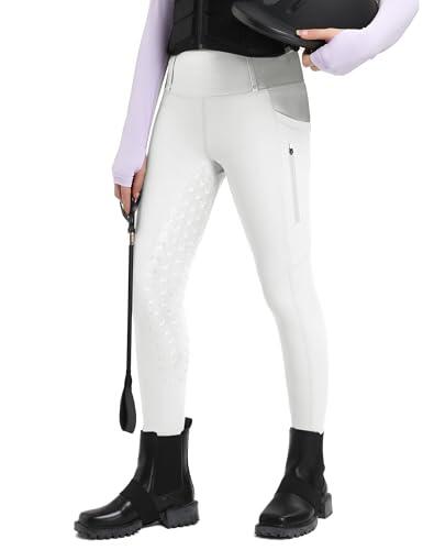 FitsT4 Sports Pantalones de equitación para niñas Leggings de equitación Revestimiento Completo de Silicona Pantalones de equitación de Cintura Alta