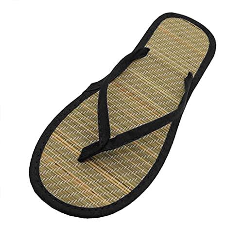 Sandalias de Bambú y Ratán Para Mujer, Cómodas Antideslizantes Planas Para Verano - Chanclas de Baño y Playa en Tallas Grandes