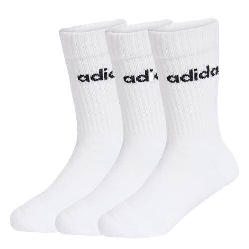 adidas Unisex niños Linear Kids Crew 3 Pairs Per Pack Socks, white/white/white, 4-5 Years