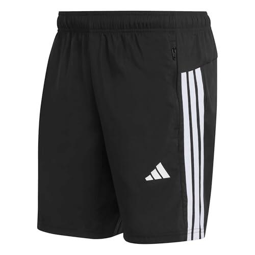 adidas Hombre Workout Essentials Base 3 Stripes Woven Short Shorts, Black/White, L 9 Inch