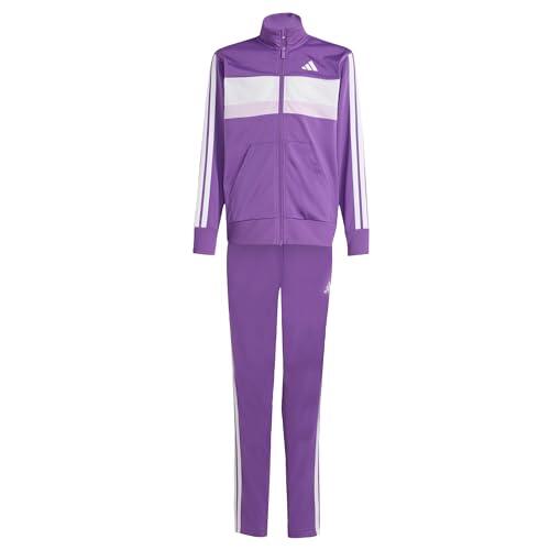 adidas Unisex - Bambini e ragazzi SEASONAL ESSENTIALS TIBERIO 3 STRIPES TRICOT TRACKSUIT, active purple/white, 13-14 Years