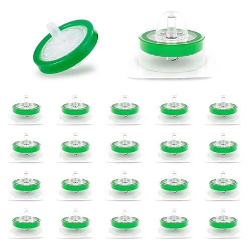 20 filtros de jeringa PES, filtro de jeringa hidrofóbico, 0,45 μm, filtro de jeringa de laboratorio, filtros de jeringa estériles, filtros Syringe, tamaño de poro de 0,45 mm, diámetro de 33 mm (0,45