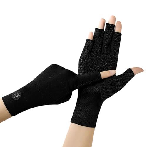 OTKARXUS Guantes de conducción con protección UV de verano para mujer, 1 par de guantes de medio dedo, guantes de protección solar antideslizantes, guantes de protección solar para uñas de gel