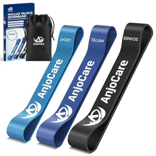 AnjoCare Bandas de Entrenamiento para Hallux Valgus(Pack de 3), Enderezador de Dedos para Corrección de Juanetes y Alivio del Dolor, Dedos Separados para Alineación y Entrenamiento de Flexibilidad