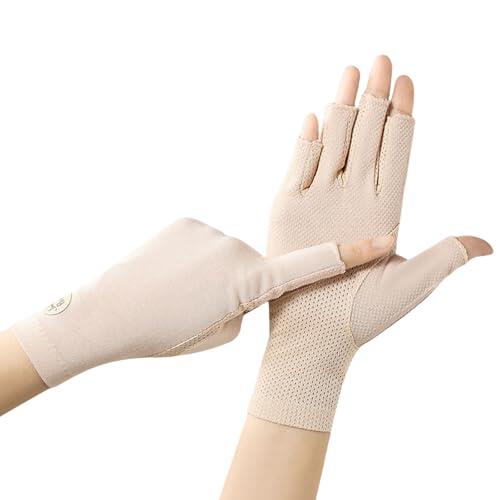OTKARXUS guant de conducción con protección UV de verano para mujer, 1 par de guantes de medio dedo, antideslizantes, para uñas de gel