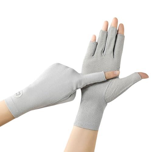 OTKARXUS Guantes de conducción con protección UV de verano para mujer, 1 par de guantes de medio dedo, guantes de protección solar antideslizantes, guantes de protección solar para uñas de gel