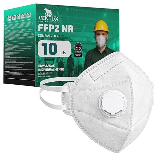 VENTUX SAFETY EQUIPMENT Mascarilla FFP2 Blanca con Válvula – Pack 10 Unidades – Certificación CE – Filtración ≥99% – Desechable