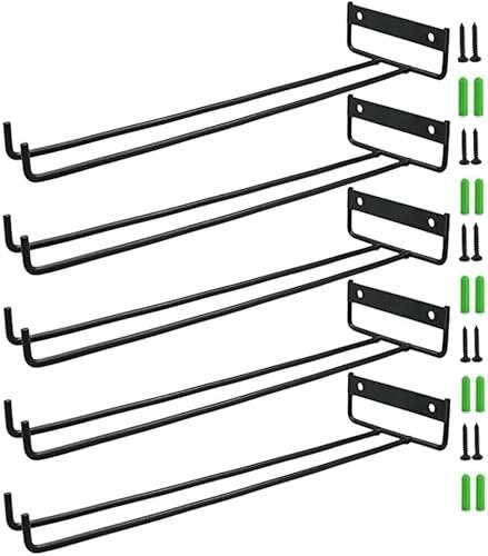 BEOIUCZZY 5 soportes de metal para copas de vino, 30 cm para colgar, estante para copas debajo de la estantería