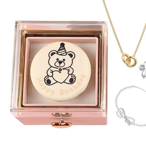 Caja de anillo de bodas, caja de anillo,Anillos reversibles giratorios Caja de pastel | Accesorios de joyas para pasteles de oso reversibles Mostrar almacenamiento de pendientes para mujeres, hombres