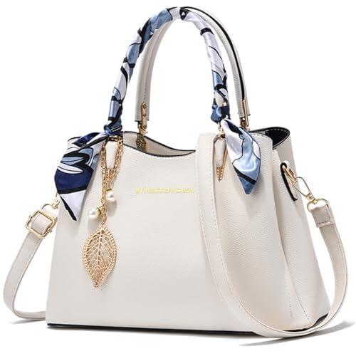 Myhozee Best Bolso Mujer Malas Senhora Piel Marca Shopper Tote Bag Perfecto Para Trabajo,Diario Vida,Navidad y Fiesta ect Blanco