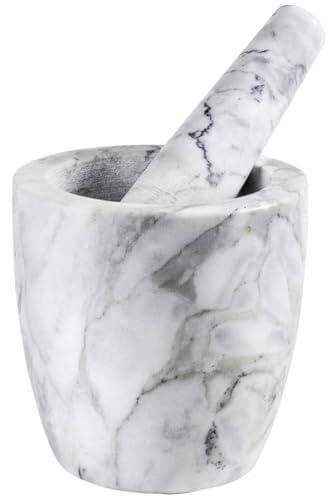 Brightium Mortero de mármol de 12 cm, Ideal para triturar y Mezclar Ingredientes en Cocina y repostería.