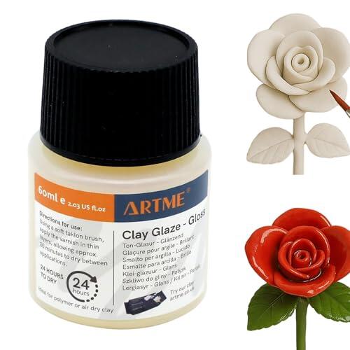 ARTME Barniz para Arcilla – 60ml Acabado Brillante de Secado al Aire y Cerámica – Capa Protectora Transparente – Secado Rápido y Fácil Aplicación – Botella 50x32mm