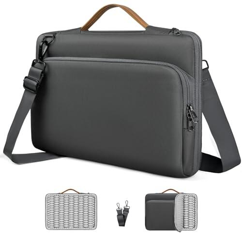 NIMOSA Maletín Portátil 15,6 Pulgadas Laptop Bag con Protección Total Air Cushion Funda Impermeable Bolsa para portátil, Ideal para Trabajo y Viaje, Compatible con MacBook Gris