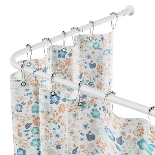 Barra de cortina de ducha en L de WELDUN, ajustable de 68-96 cm × 68-96 cm, barra de esquina de ducha de acero inoxidable, impermeable y resistente al óxido, barra de cortina de 90 grados, incluye 12