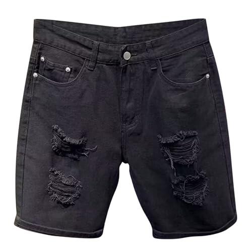 Genérico PantalóN Corto Vestir Hombre - Pantalones Rectos De Mezclilla Rasgados De Verano para Hombre Corcel