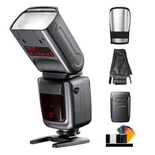 PHOTOOLEX Flash Speedlite 2.4G con disparador inalámbrico para Canon, Nikon, Sony, Panasonic, Olympus, Pentax, Fujifilm Sigma Minolta y otros SLR Digital