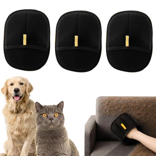 Mayoii 1 par de guantes para el cuidado del pelo, cepillo magnético para gatos y perros, guante antiestático para eliminar el pelo de los animales, transpirable, lavable, guante de aseo (negro, 1