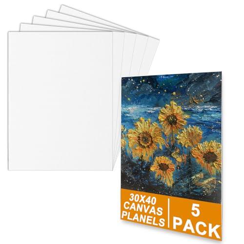 Lienzo de 30 x 40 cm (5 unidades), cartón 3 mm, ideal para principiantes y profesionales, pinturas acrílicas y en lienzo