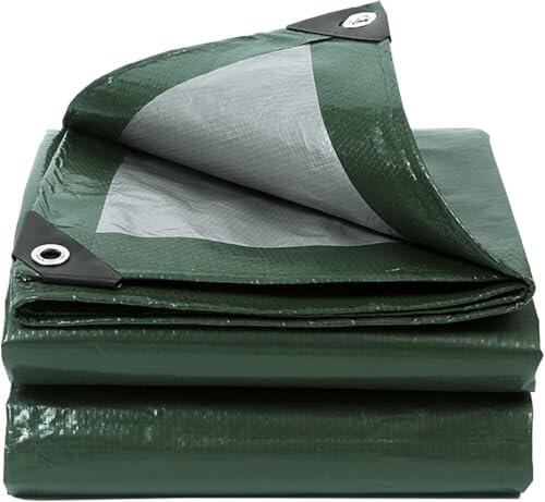Lona de cobertura, 3 x 6 m, verde militar, plata, impermeable, con ojales, 130 g/m², resistente a los rasguños, a los rayos UV, resistente al moho, lona multiusos para muebles de jardín, madera