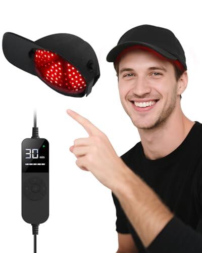 Gorro de luz roja para el crecimiento del cabello, gorro terapéutico con 200 perlas de lámpara LED, 460 nm, 850 nm y 940 nm