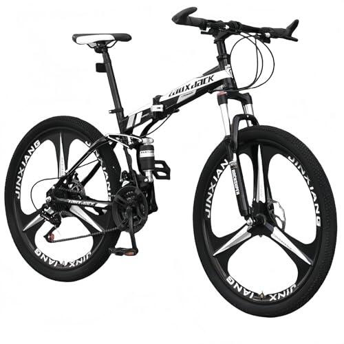 TBMTOAL Bicicleta Plegable De 24 Velocidades,Bicicleta Plegable De Montaña, para Adultos MTB, Altura Ajustable,Neumáticos Engrosados ​​Antideslizantes Y Resistentes Al Desgaste Black,A