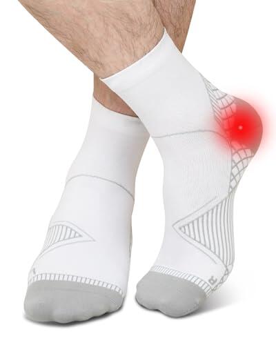 ZFSOCK Calcetines de Compresión para Hombre y Mujer: Calcetines Fascitis Plantar Soporte para Esguince de Tobillo para Aliviar el Dolor de Pies Tendinitis Aquiles Artritis 1 Pares Blanco S