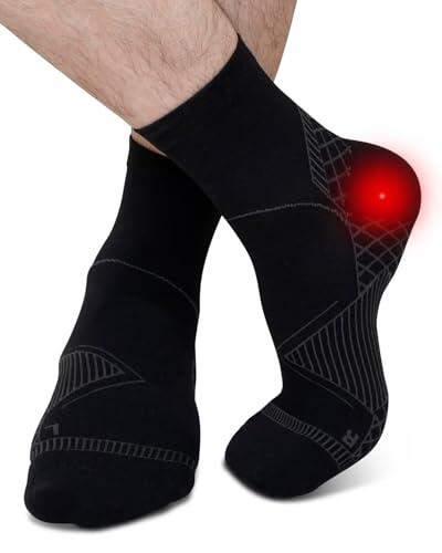 ZFSOCK Calcetines de Compresión para Hombre y Mujer: Calcetines Fascitis Plantar Soporte para Esguince de Tobillo para Aliviar el Dolor de Pies Tendinitis Aquiles Artritis 1 Pares Negro L
