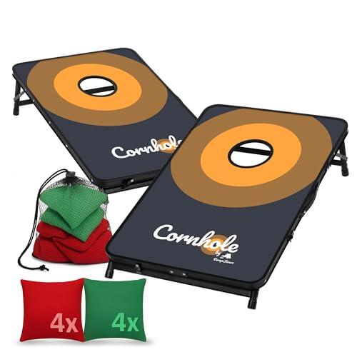 CampFeuer Juego oficial de Cornhole para exteriores, juego con 2 tablas, 8 saquitos con bolsa de almacenamiento, 90 x 60 cm, juego de agujero ciego, juego de lanzamiento, juego de bean bag game, juego
