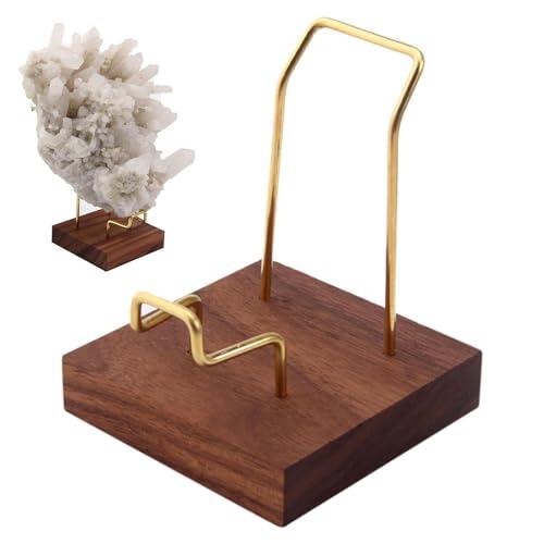 Genérico Plazo de para : soporte base con estructura de madera, elegante organizador de piedras preciosas | Soporte decorativo para geodes, minerales y joyas, escaparate para la colección de