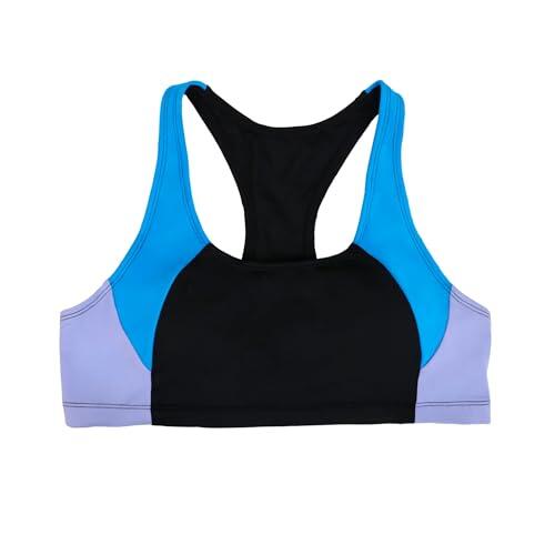 MYLILY Top de Bikini Niñas & Adolescentes | Top Deportivo con Copas | Espalda Racerback con Tirantes Anchos | Piscina & Playa | Top Bikini Mujer | Oeko-Tex, Vegana | Azul/Lila, 170 (XXS)
