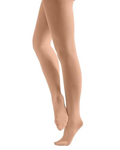 Medias de ballet con pies en tela de alto rendimiento de 70 denier, medias de ballet de pie completo, para niñas y mujeres, en rosa y marrón, canela, 11-13 años