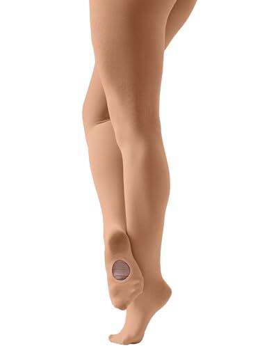 Mallas de ballet convertibles en tela de 70 denier de alto rendimiento, para niñas y mujeres en rosa y marrón, canela, M