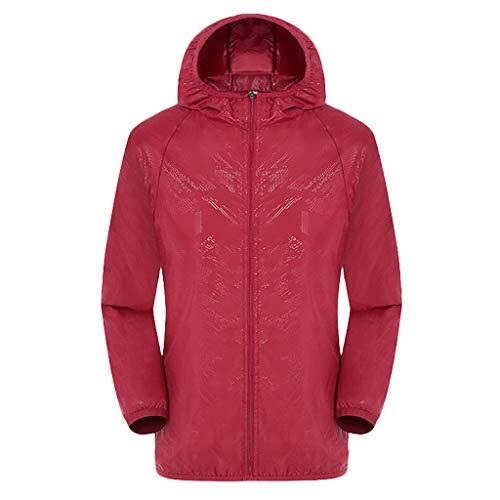 Generisch Chaqueta ligera para hombre, chaqueta de entretiempo, manga larga, verano, chaqueta bomber, chaqueta deportiva para exteriores, rojo, XXL