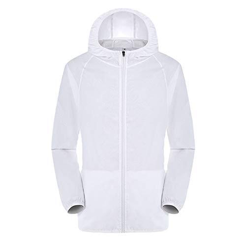 Generisch Chaqueta ligera para hombre, chaqueta de entretiempo, manga larga, verano, chaqueta bomber, chaqueta deportiva para exteriores, Blanco, XXL
