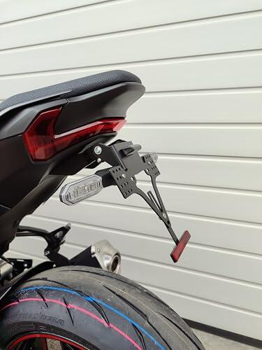 Portamatrículas corto para Kawasaki Z900 a partir de 2025, juego de portamatrículas EVO Kawa para montaje trasero Z900 se GroFaTec cola corta TailTidy para intermitentes OEM