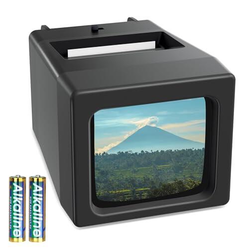 DigitPro Visor de diapositivas de 35 mm para diapositivas antiguas, proyector de diapositivas de aumento 2X para diapositivas de 35 mm, funciona con pilas (2 pilas AAA incluidas)